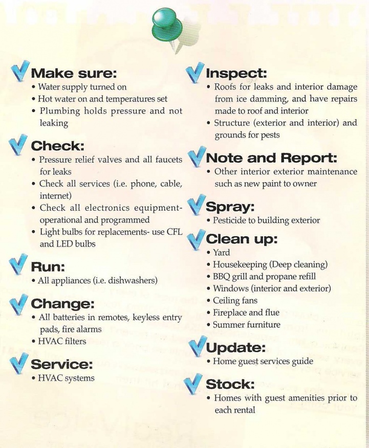 Property maintenance checklist - VRMA
