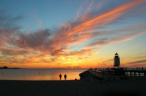 The pier lighthouse in Charlevoix at sunset (Photo: Deb Nystrom)