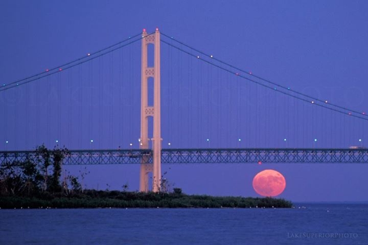 Sunset/Moon Rise in the Straits of Mackinac