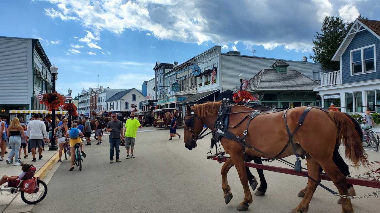 Downtown Mackinac Island, horse carriage