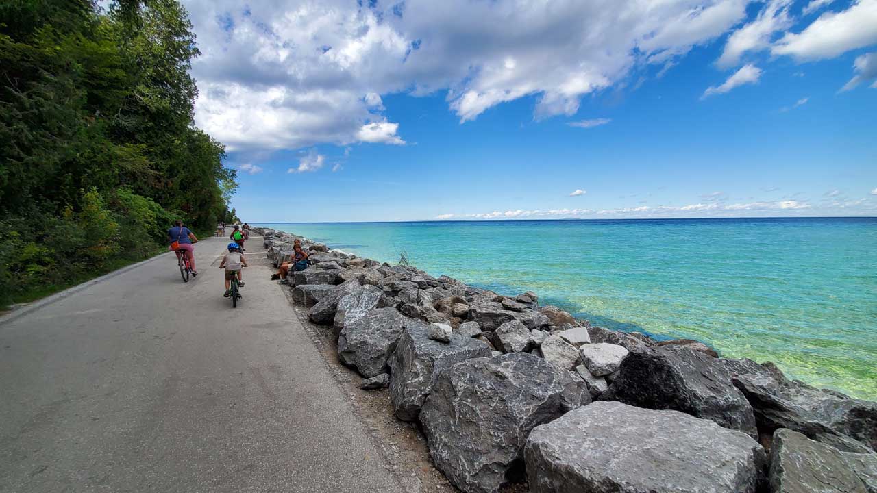 biking around Mackinac Island